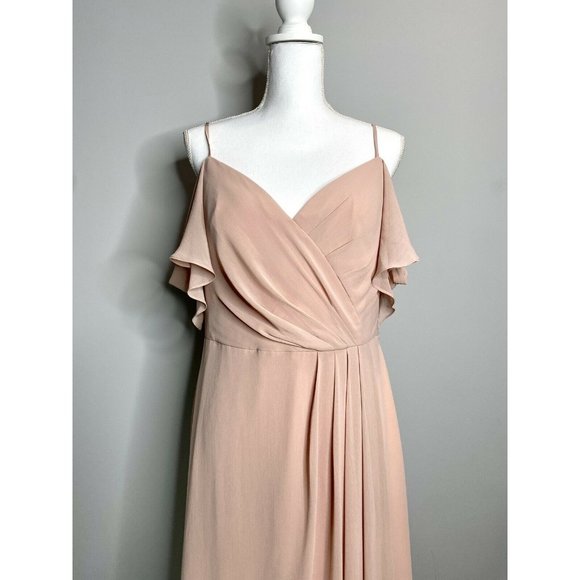 Watters&Watters Aldridge Cold-Shoulder Slit Bridesmaid Flowy Gown Size 12 - Picture 3 of 10
